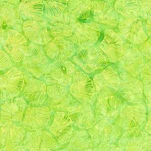 TONGA-B1063 Lime - Shell Petals, Batik Fabric, By Timeless Treasures