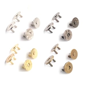 Magnetic Snaps, Set of 2, Size 1/2&quot;, Antique Brass, Gold, Gunmetal Magnetic Snaps for Purses and Handbags, Magnetic Snap Closure Fasteners