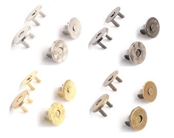 Magnetic Snaps, Set of 2, Size 1/2&quot;, Antique Brass, Gold, Gunmetal Magnetic Snaps for Purses and Handbags, Magnetic Snap Closure Fasteners