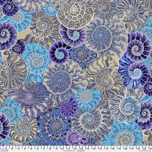 Kaffe Fassett Fabric, Quilting Cotton, Ammonites - Blue || August 2024, Half Yard or by the Yard, Cotton Fabric, FreeSpirit