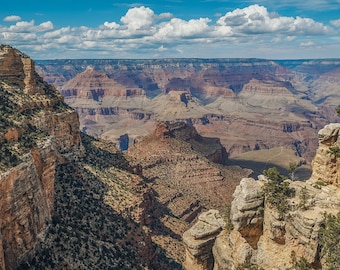 Grand Canyon South Rim Wide Angle View Fabric Panel, Quilt Panel, Quilting Cotton Fabric, National Parks Fabric, Size 28" x 16", NPGC-003