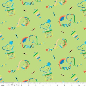 C13060-GREEN Our Little Band メイングリーン、キルティングコットン、Riley Blake Fabrics、1ヤードあたり販売