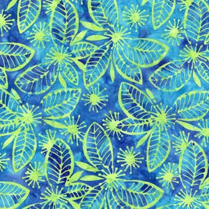 TONGA-B3459 Island - Tropical Leaves, Batik Fabric, By Timeless Treasures