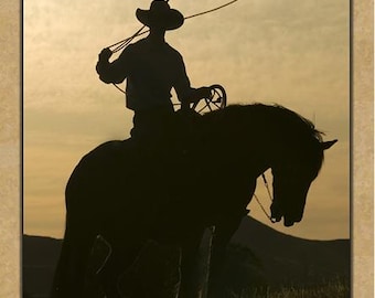Panel de tela con silueta de vaquero, panel para acolchado, tela de algodón de calidad para acolchado, tela con estampado de caballos para acolchar o coser, varios tamaños.