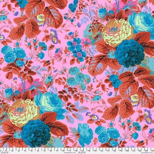 Kaffe Fassett Fabric, Quilting Cotton, Gradi Floral Lavender, by Philips Jacob, Half Yard or by the Yard, Cotton Fabric, FreeSpirit