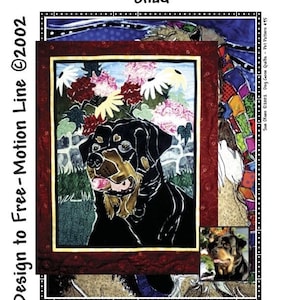 Rottweiler &quot; Shad&quot; Quilt Pattern, Approximately Size 20” x 25”, Design to Free-Motion Line from Dog Gone Quilts