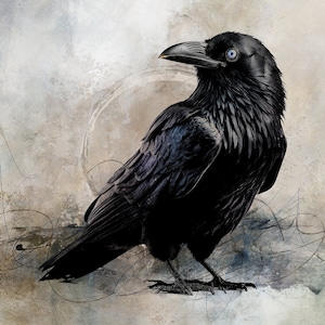 The Raven Fabric Panel, Quilt Panel, Quality Quilting Cotton Fabric, Bird Fabric to Quilt and Sew, Size 20.5”Wx20.5”L, BOS-005