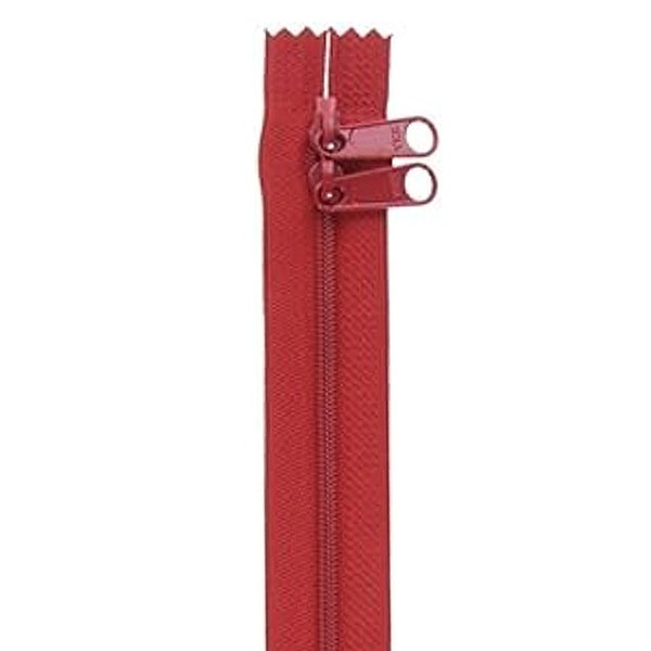 ByAnnie Zippers, Hot Red Double Slide Zipper, 30 inch or 40 inch, Perfect for Handbags, Purses, Totes and Other Quilting Projects