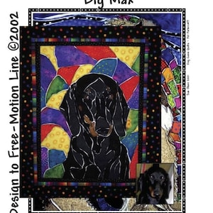 Dachshund “Bix Max” Quilt Pattern, Approximately Size 20” x 25”, Design to Free-Motion Line from Dog Gone Quilts