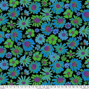 Kaffe Fassett Fabric, Quilting Cotton, Bloomers - Black || August 2024, Half Yard or by the Yard, Cotton Fabric, FreeSpirit