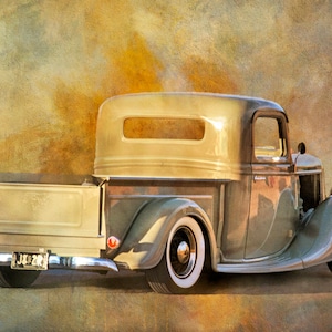 Leavin&#39; Town Pickup Truck Fabric Panel, TVT-011, Panel Size is 23.25&quot; x 14.875&quot;, Quality Quilting Fabric