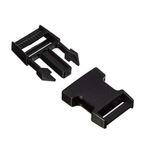 May include: Two black plastic side release buckles. The buckles are designed to be used with webbing or straps.