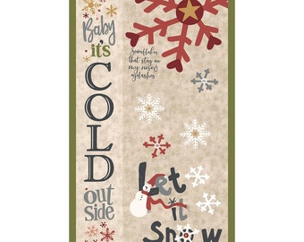 HEG2885FP-44 Cream Panel, Let It Snow Flannel Collection by Janet Rae Nesbitt from Henry Glass Fabrics, Quilting Cotton