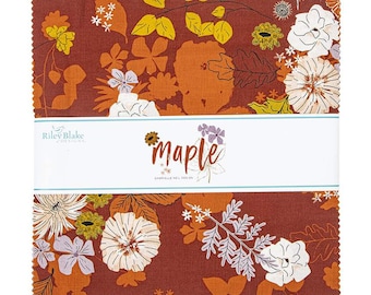 Riley Blake Fabric, Maple, 10" Stack 42 Pcs of Fabric with 20 Different Designs, Quilting Fabric Pre Cuts, Riley Blake Designs