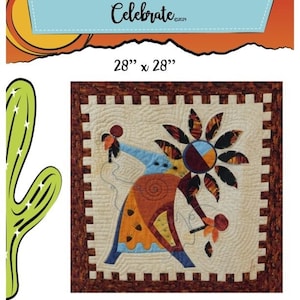 Vier het quiltpatroon - een Arlene Walsh-ontwerp, zuidwestenpatroon, gesmolten applique