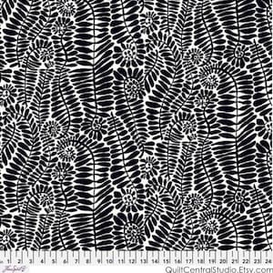 Kaffe Fassett Fabric, Quilting Cotton, Fronds, Black Fern Leafs with White Background, Fat Quarters, Half Yard or by the Yard, FreeSpirit