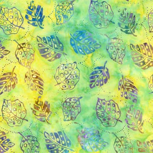 TONGA-B1036 Wasabi Monstera Leaves, Batik Fabric, By Timeless Treasures