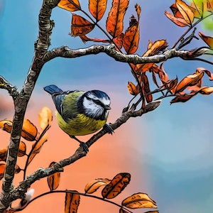 Chickadee in Fall Fabric Panel - BOY-001, Panel Size is 24” wide and 16” Tall, Quality Quilting Cotton