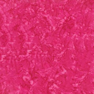 May include: A vibrant hot pink fabric featuring a mottled, tonal batik pattern. The surface displays a complex, layered texture with varying shades of magenta and fuchsia, creating a marbled effect across the entire textile material.