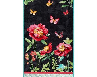 Pink Garden and Butterfly Panel - 24" x 44" - Quilting Cotton Fabric