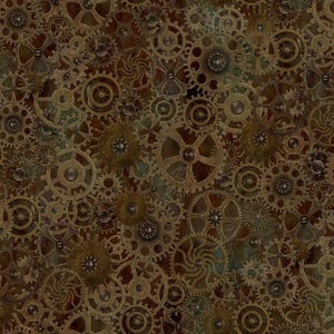 IBF8ST-1 - Steampunk Menagerie Large Gears - Brown、In The Beginning Fabrics Steampunk Menagerie by Jason Yenter Verdigris Corrosion