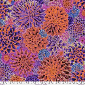Kaffe Fassett Fabric, Quilting Cotton, House Leeks Purple, by Philips Jacob, Half Yard or by the Yard, Cotton Fabric, FreeSpirit