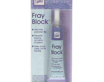 Fray Block, June Tailor. 1.5oz Tube. Prevents Unfinished Fabric Edges /  Serged Threads From Fraying. Dries Clear. Can Be Washed and Dried. 