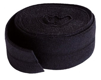 ByAnnie Fold-Over Elastic, czarny, 3/4" x 2yd, dekoracyjne wykończenie odzieży, rękodzieła, opasek do włosów, pieluszek, projektów pikowania