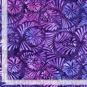 TONGA-B3138 Purple - Fantasy Floral, Batik Fabric, By Timeless Treasures