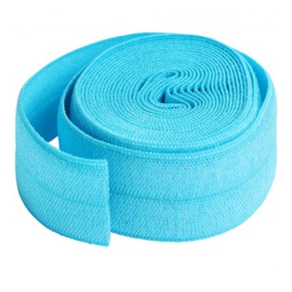 ByAnnie Fold-Over Elastic, Parrot Blue, 3/4" x 2yd, Decorative Finish for Apparel, Crafts, Hairbands, Diapers, Quilting Projects