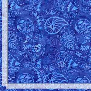 TONGA-B3460 Sea - Paysley Sea, Batik Fabric, By Timeless Treasures