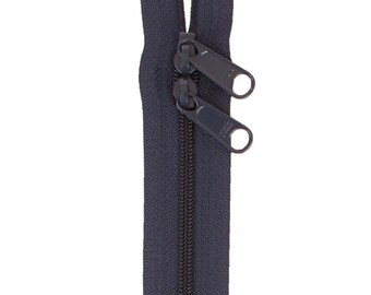 ByAnnie Zippers, Navy Blue Double Slide Zipper, 30 inch or 40 inch, Perfect for Handbags, Purses, Totes and Other Quilting Projects