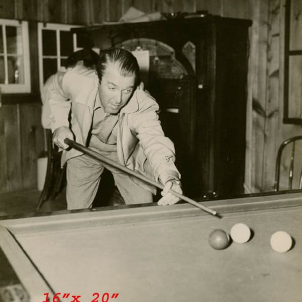 James Stewart ~Shooting Pool~Playing Pool~Billiards~#2~16" x 20"~Poster~ Photo
