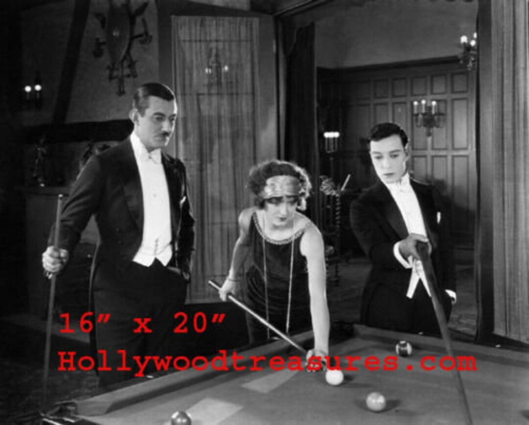 Buster Keaton shooting Poolplaying Pool Silent Film16 X 20poster Photo