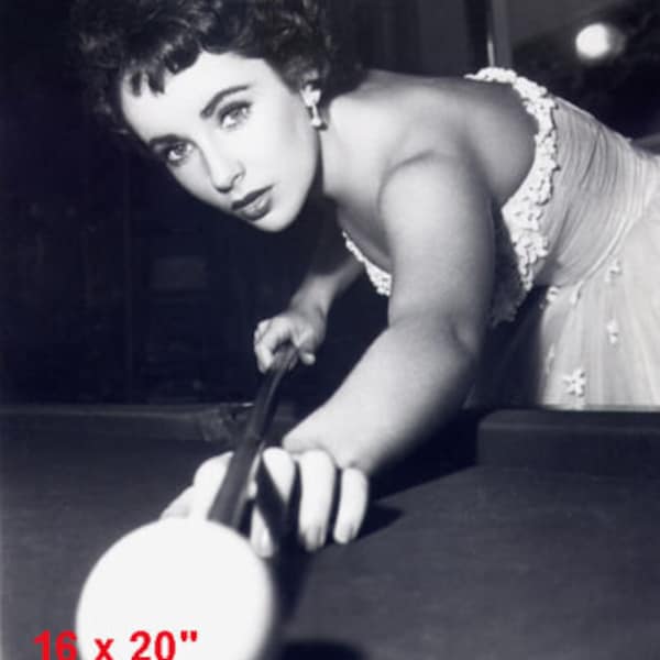 Elizabeth Taylor~Liz Taylor~Pool~Billiards~Shooting Pool~Playing Pool~Poster~ Print~Photo~16" x 20"