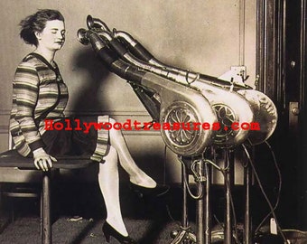 Vintage Hair Salon Print | 1940s Dryer Photo, Beauty Decor (16x20)