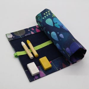 Roll-up pencil case for 18 wax blocks and 18 wax crayons - Pencil roll pencil case drop rainbow #WG0005