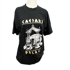 VINTAGE 90s Caesar&#39;s Palace Las Vegas Black Gold Souvenir T-Shirt Large