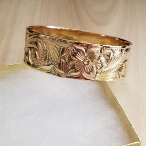 14K Gold Alloy 25mm Hawaiian Bangle Bracelet - hawaiian bangle - stacking bracelets