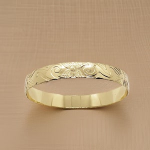 10mm Hawaiian Gold Bangle Bracelet - hawaiian bangle - stacking bracelets