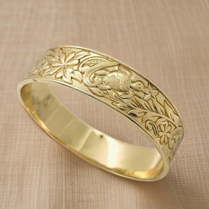14K Gold Alloy 15mm Ocean Paradise Hawaiian Bangle Bracelet - hawaiian bangle - stacking bracelets