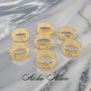 Hawaiian Gold Floral Scroll Band Ring - Gold Ring - Hawaiian Ring - Gifts for Her - Floral Ring hawaii jewelry - gifts for her