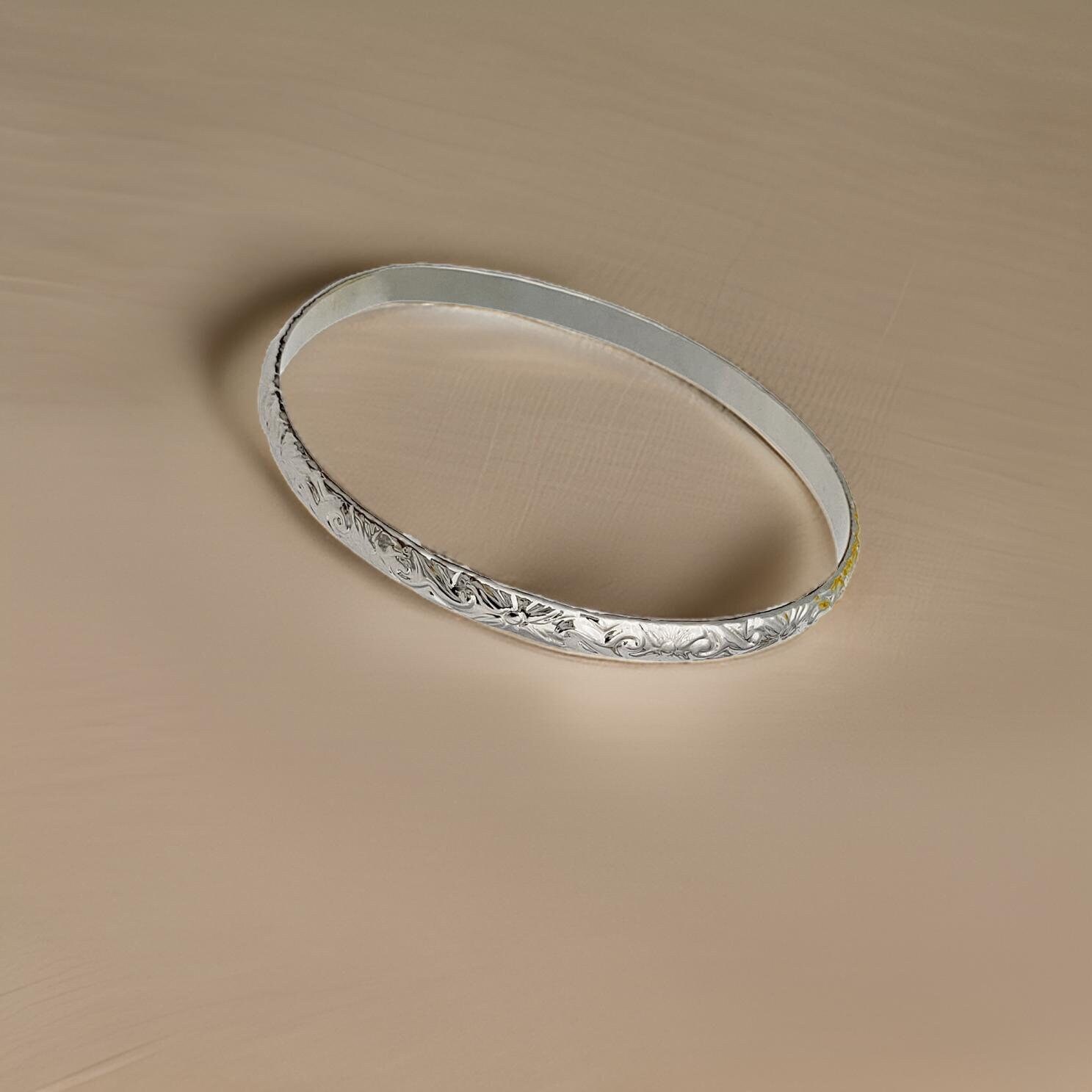 5mm Hawaiian Silver Bangle Bracelet - Stacking Bracelets - Etsy