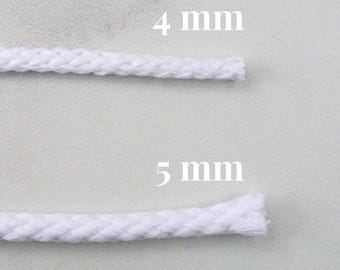 Runde Kordel aus 100% Baumwolle | (4mm oder 5mm) | Natürliches Beige Weiß oder Schwarz | Hoodie Sweatshirt String