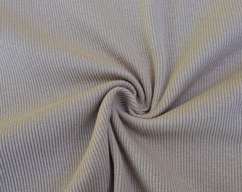 Bündchen 100% Baumwolle Taupe Uni | 60 cm breites Baby Bündchen 1x2 | Verkauft durch ein halbes Yard oder 1 Yard