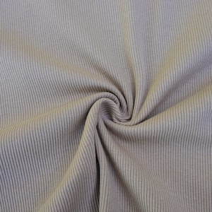 Rib Knit 100% Cotton Fabric Taupe Solid | 60 inch width Baby Rib 1x2 | Sold by Half Yard or 1 Yard