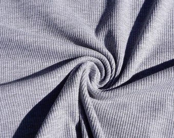 Rippenstrick 100% Baumwolle Heather Grey Solid | 150 cm Breite Baby Bündchen 1x2 | Verkauft durch ein halbes Yard oder 1 Yard