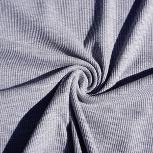Rib Knit 100% Cotton Fabric Heather Gray Solid | 58 inch width Baby Rib 1x2 | Sold by Half Yard or 1 Yard
