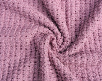 Sweater Knit Waffle Fabric Mauve Pink Solid Crochet Open Weave | 60 inch width | Poly Rayon Cotton | Half Yard or 1 Yard