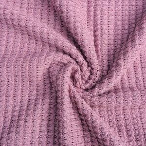 Sweater Knit Waffle Fabric Mauve Pink Solid Crochet Open Weave | 60 inch width | Poly Rayon Cotton | Half Yard or 1 Yard